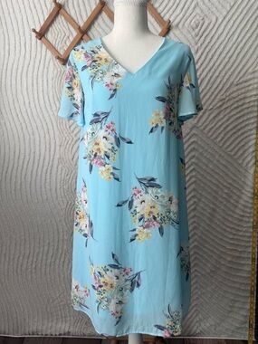 FLAWED miami Light Blue Floral Midi Dress